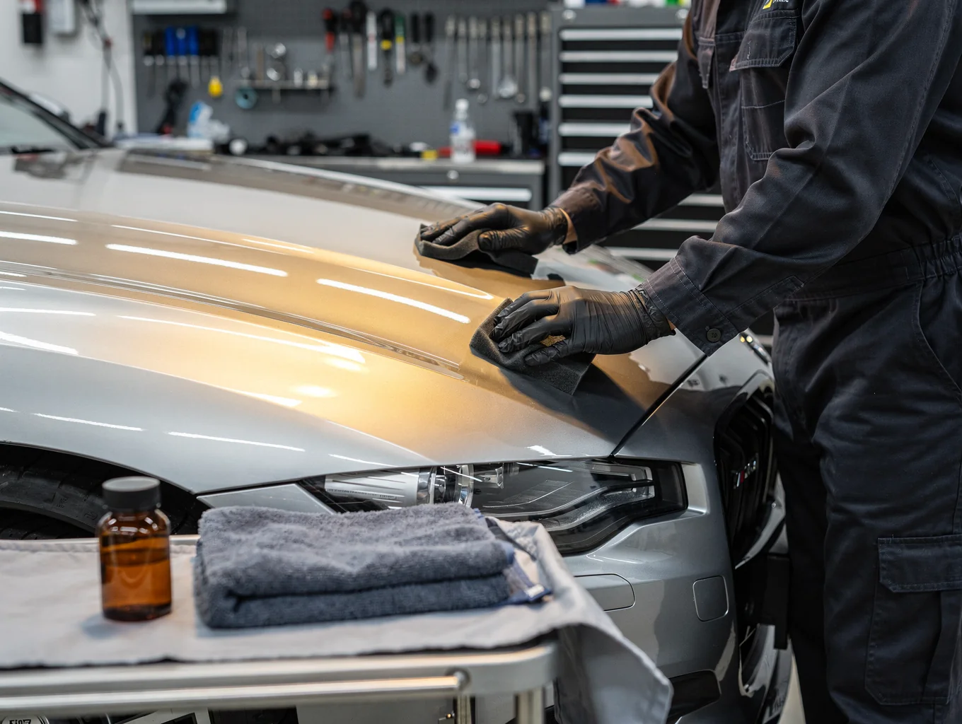 Ceramic coating application on car paint